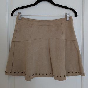 NWOT Light Beige Faux Suede Skirt A Line with Studs